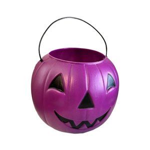 VTG General Foam Empire Pumpkin Blow Mold Purple Halloween Candy Pail